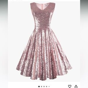 Dressever Sleeveless Cocktail Dress Rose Gold Sequence S